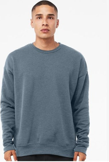 Heather Slate Sponge Fleece Drop Shoulder Crewneck Sweatshirt - 3945