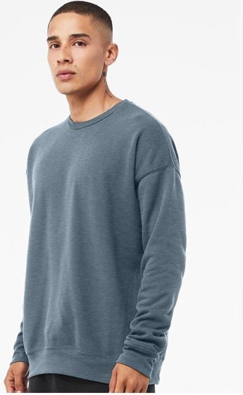 Heather Slate Sponge Fleece Drop Shoulder Crewneck Sweatshirt - 3945