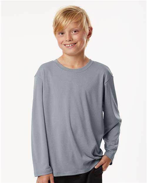 Heather Steel Pro-Lock Youth Performance Long Sleeve T-Shirt - 48400Y