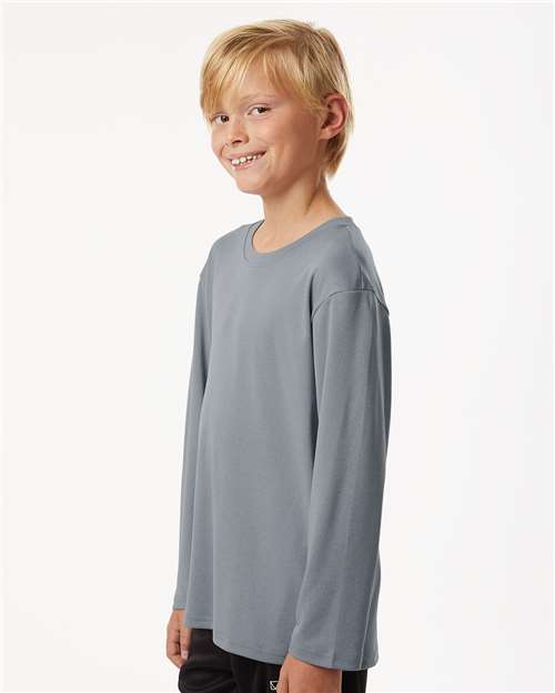 Heather Steel Pro-Lock Youth Performance Long Sleeve T-Shirt - 48400Y