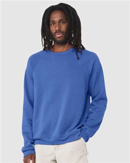 Heather True Royal Sponge Fleece Raglan Crewneck Sweatshirt - 3901