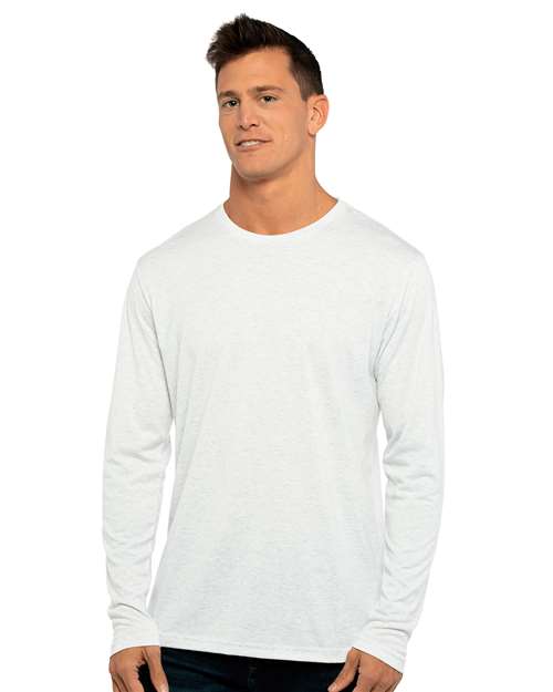 Heather White Triblend Long Sleeve T-Shirt - 6071