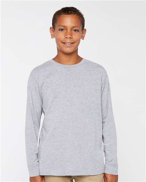 Heather Youth Fine Jersey Long Sleeve Tee - 6201