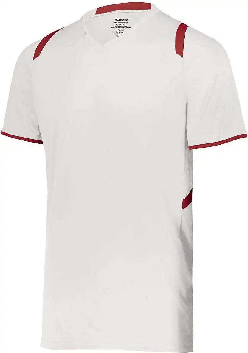 High Five 322960 Millennium Soccer Jersey - White Scarlet - Red / Adult Xl