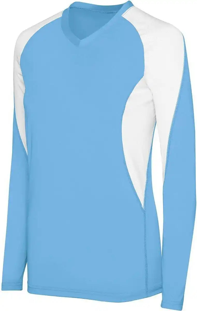 High Five 342182 Womens Long Sleeve Court Jersey - Columbia Blue White