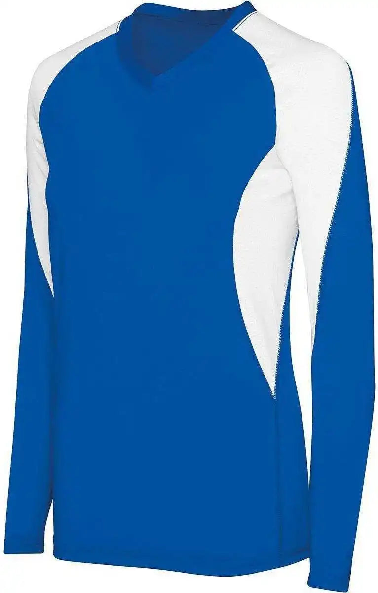 High Five 342183 Girls Long Sleeve Court Jersey - Royal White