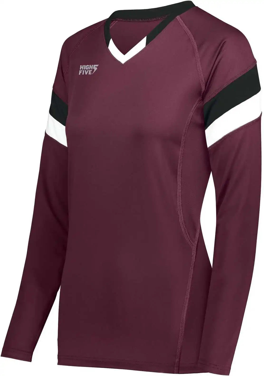 High Five 342242 Ladies Truhit Tri Long Sleeve Jersey - Maroon Black White