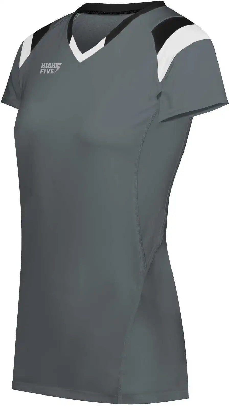 High Five 342253 Girls Truhit Tri Short Sleeve Jersey - Graphite Black White