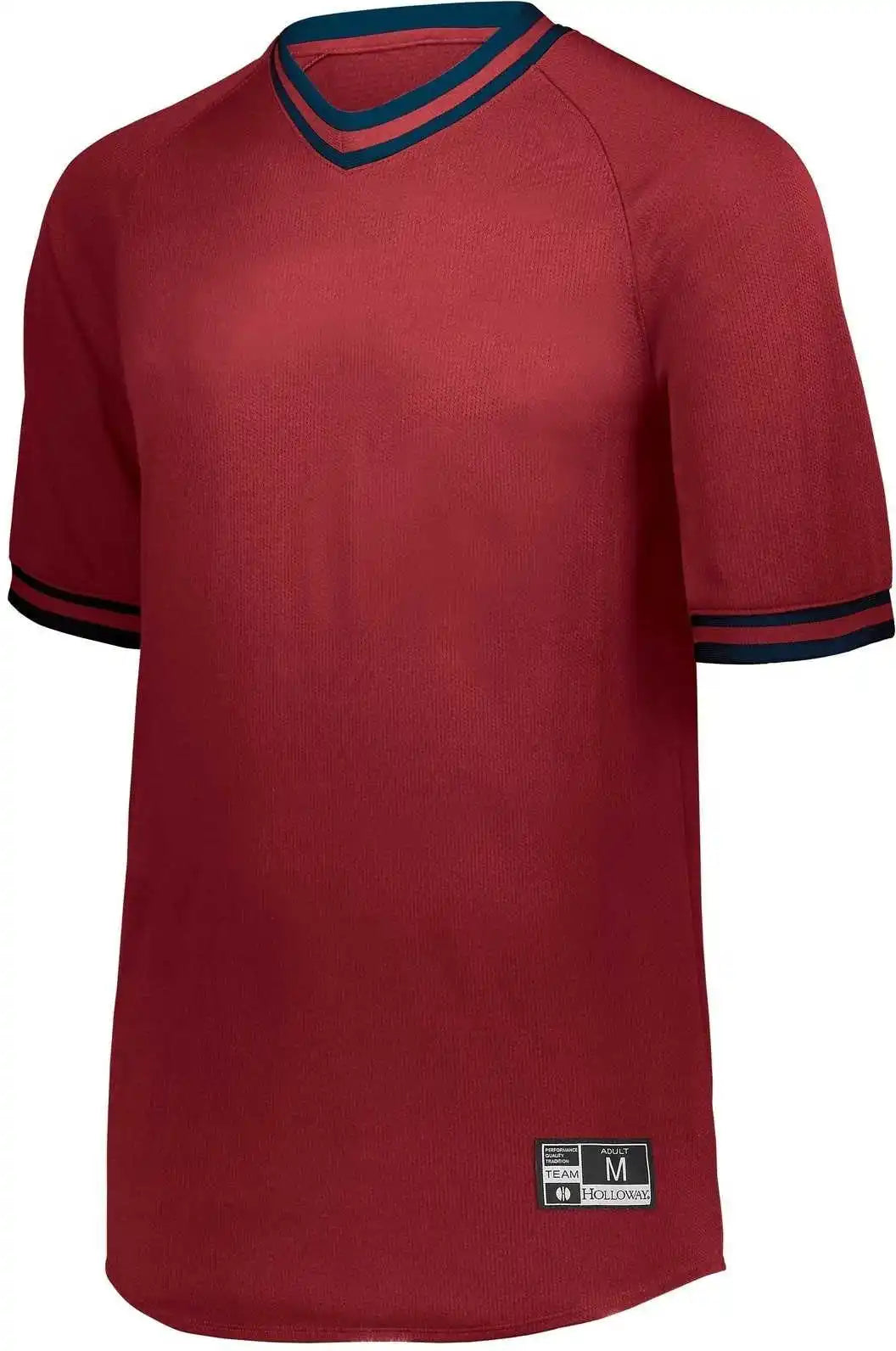 Holloway 221021 Retro V-neck Baseball Jersey - Scarlet Navy