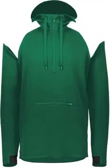 Holloway 222584 Limitless Quarter-zip Hooded Pullover - Dark Green White
