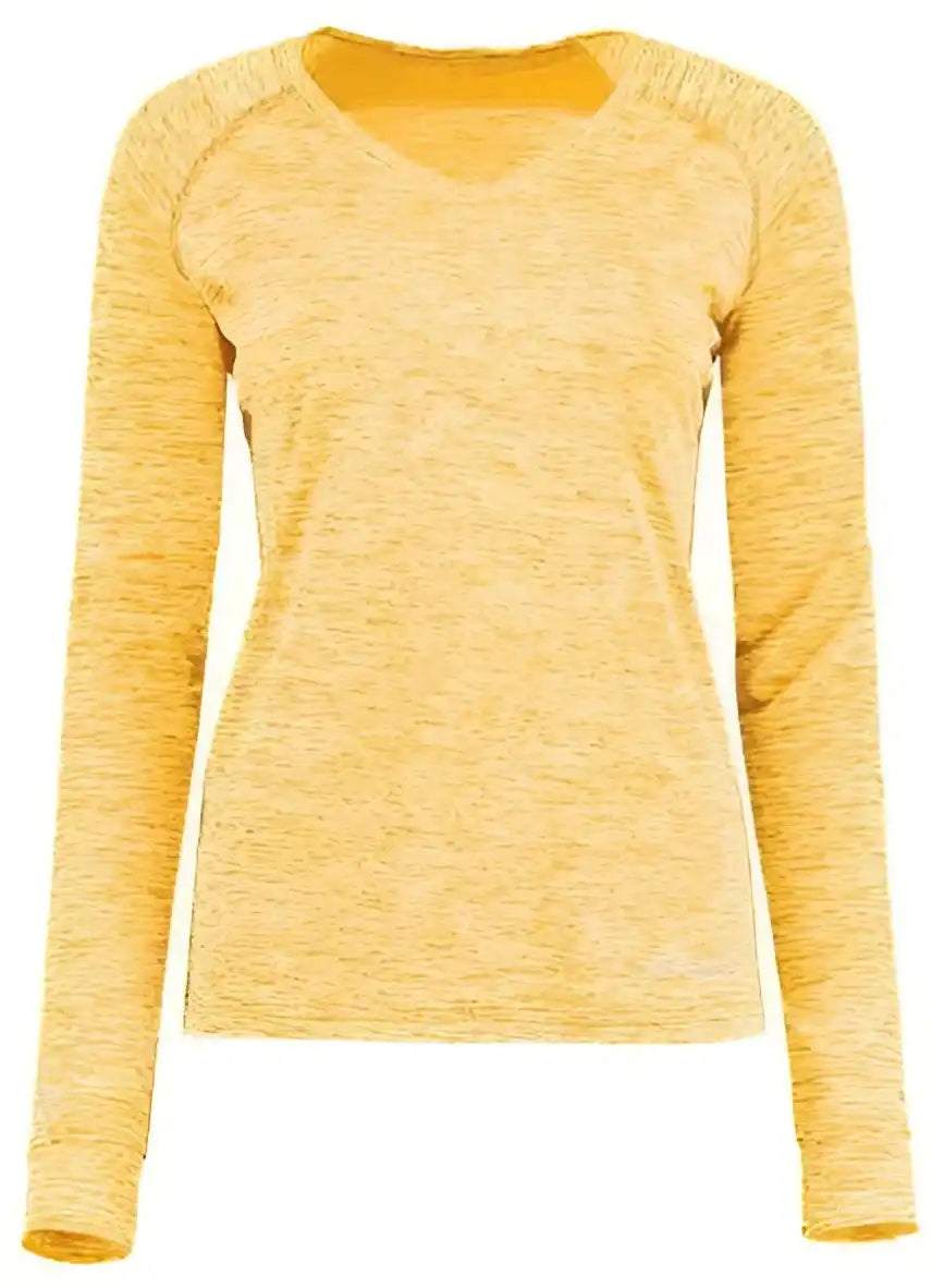 Holloway 222770 Women’s Electrify Coolcore Long Sleeve V-neck T-shirt - Gold Heather