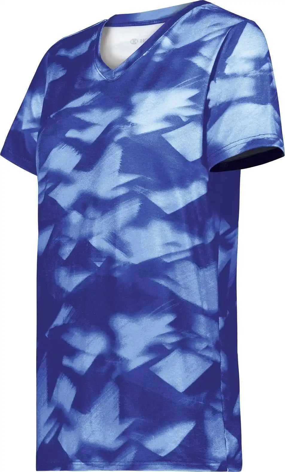 Holloway 222796 Ladies Stock Cotton Touch Poly Tee - Royal Glacier Print