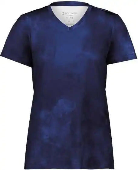 Holloway 222796 Women’s Cotton-touch Cloud V-neck T-shirt - Navy Print