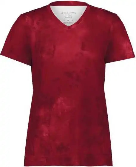 Holloway 222796 Women’s Cotton-touch Cloud V-neck T-shirt - Scarlet Print