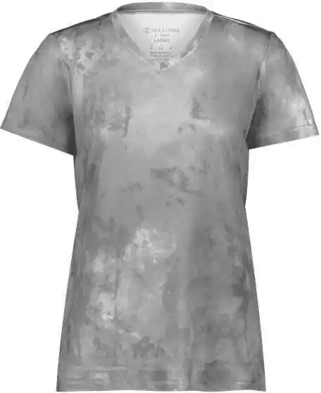 Holloway 222796 Women’s Cotton-touch Cloud V-neck T-shirt - Silver Print