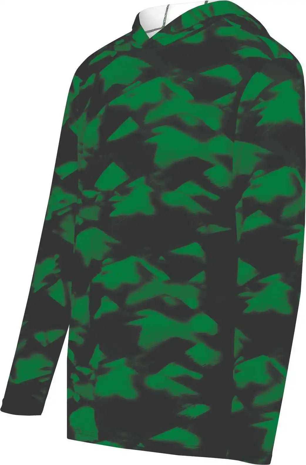 Holloway 223605 Youth Stock Cotton Touch Poly Hoodie - Dark Green Glacier Print