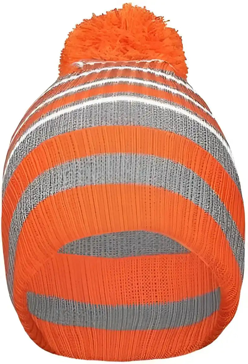 Holloway 223815 8 1/2’’ Spirit Pom Beanie - Orange Heather Gray White - one Size Fits Most