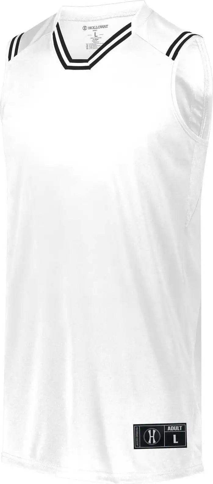 Holloway 224076 Retro Basketball Jersey - White Black