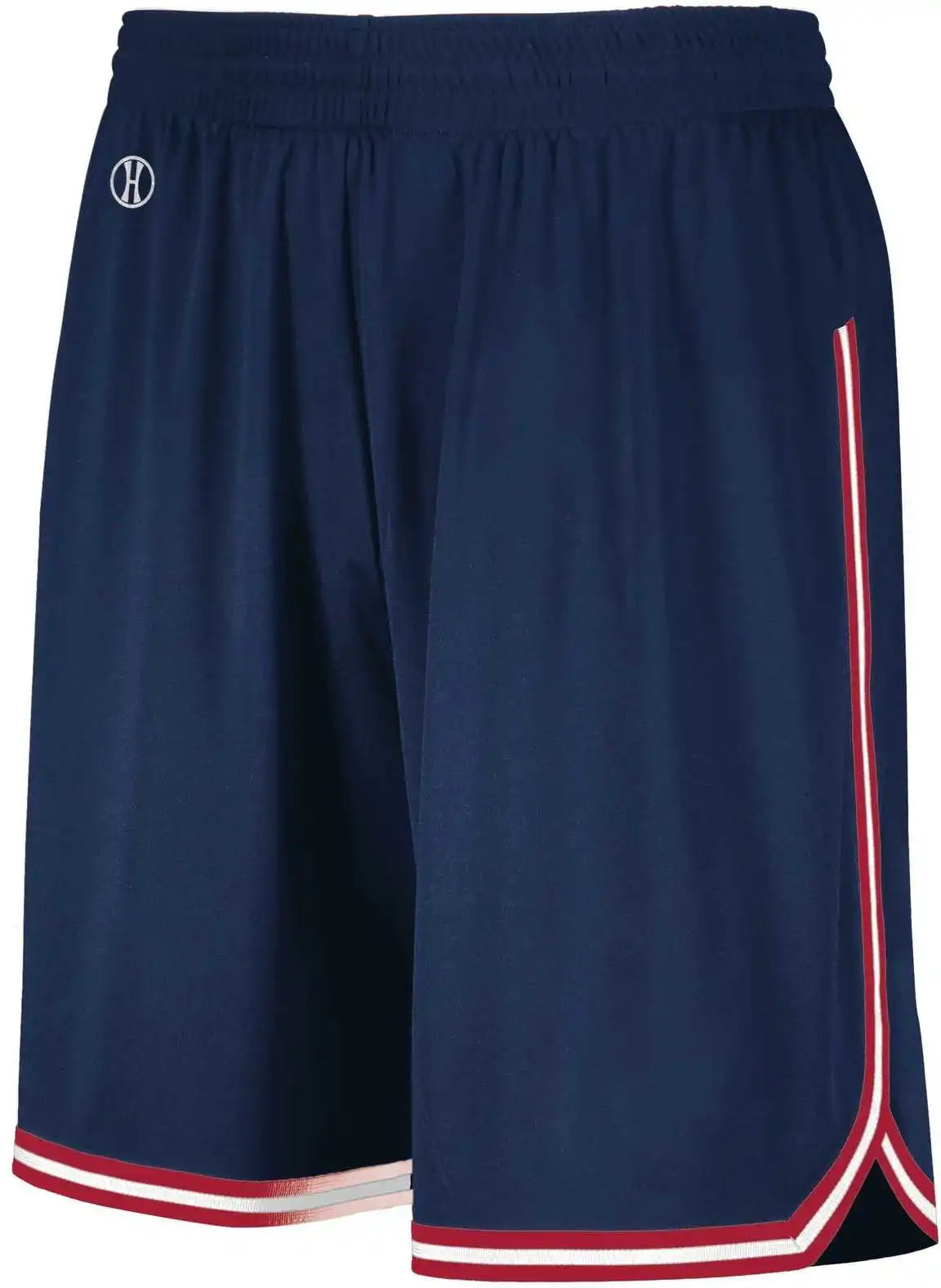 Holloway 224077 Retro Basketball Shorts - Navy Scarlet White