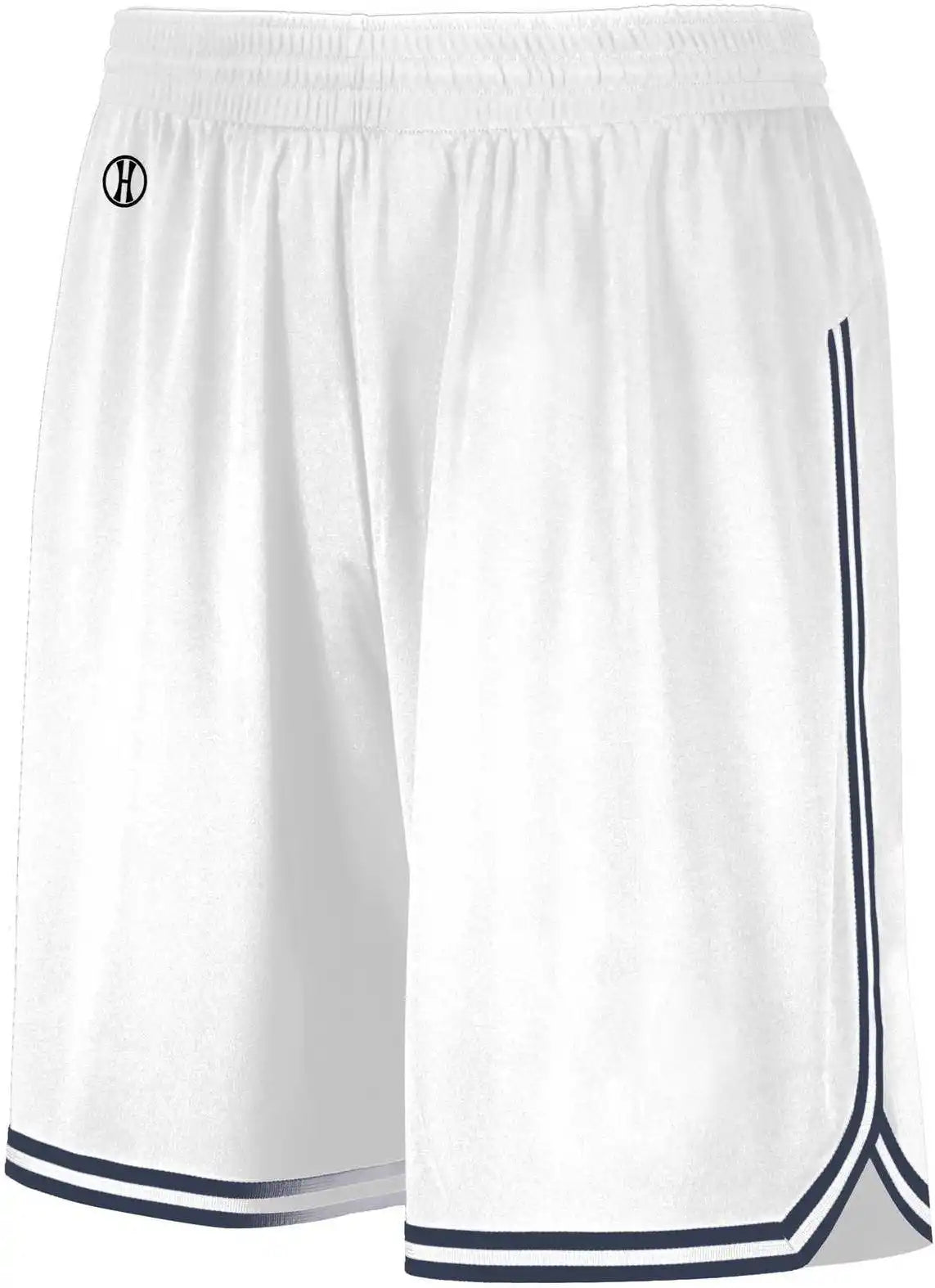 Holloway 224077 Retro Basketball Shorts - White Navy