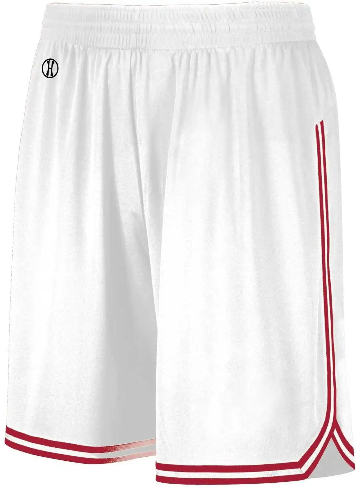 Holloway 224077 Retro Basketball Shorts - White Scarlet