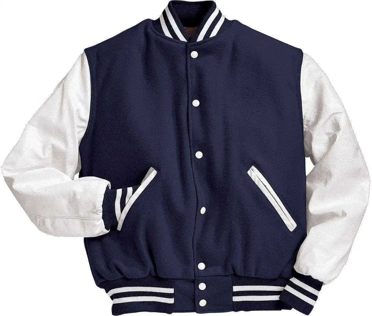 Holloway 224183 Varsity (wool Leather Sleeves) - Dark Navy Wh