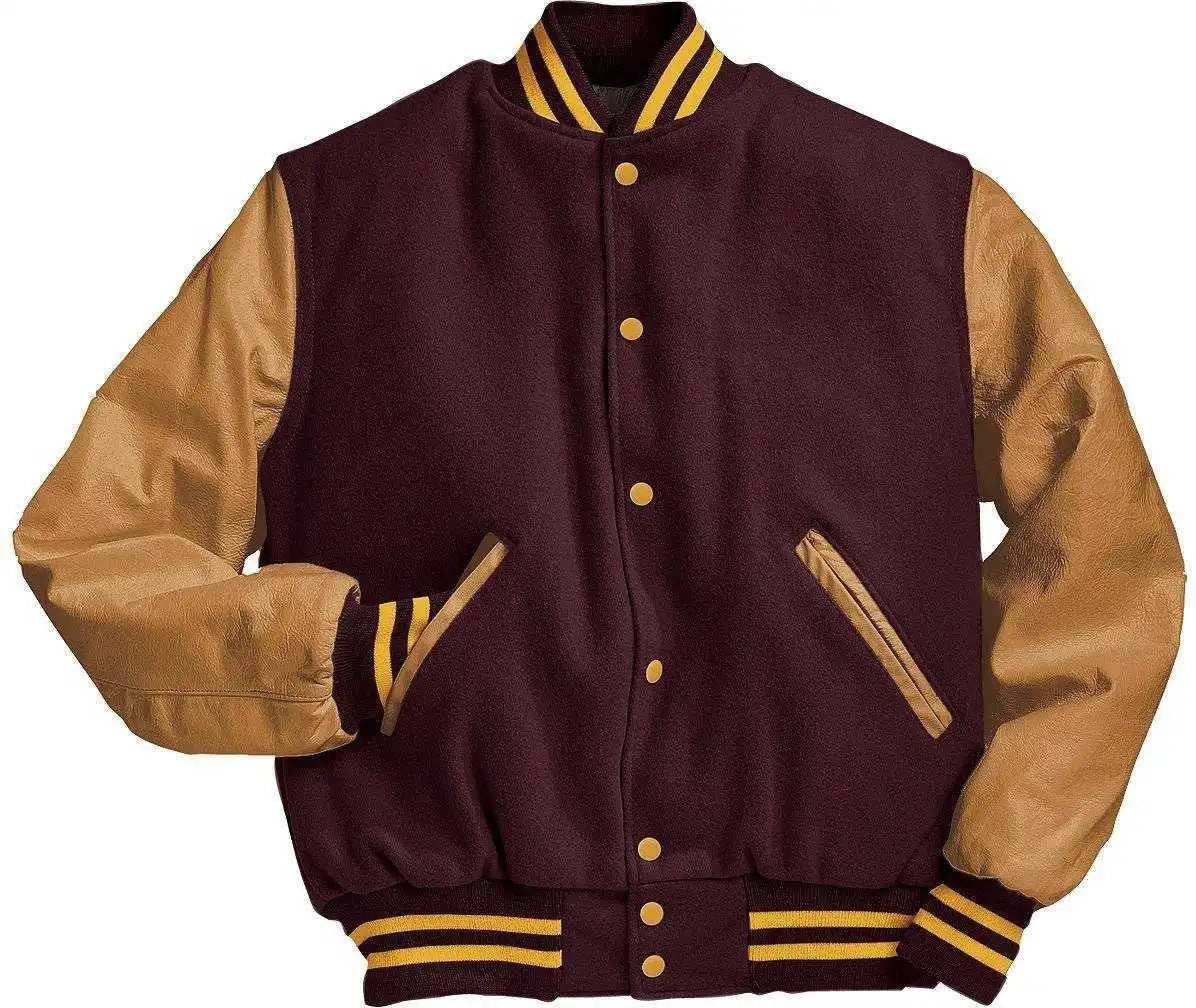Holloway 224183 Varsity (wool Leather Sleeves) - Maroon Light Gold