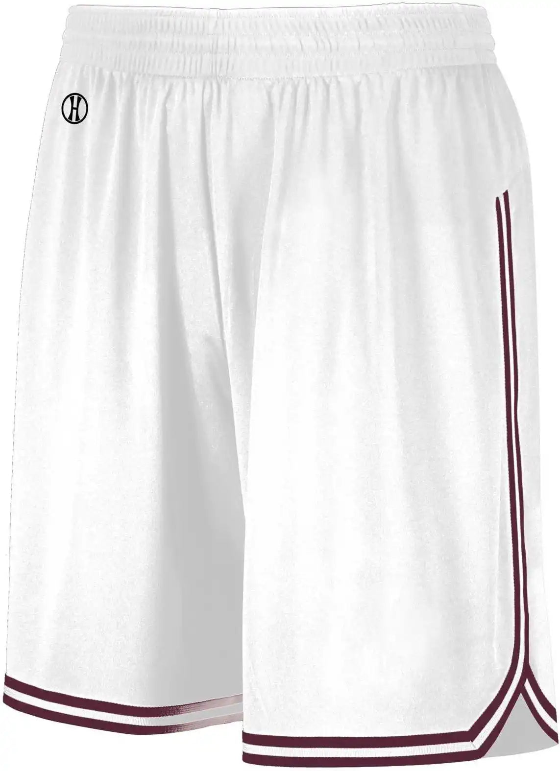 Holloway 224277 Youth Retro Basketball Shorts - White Maroon