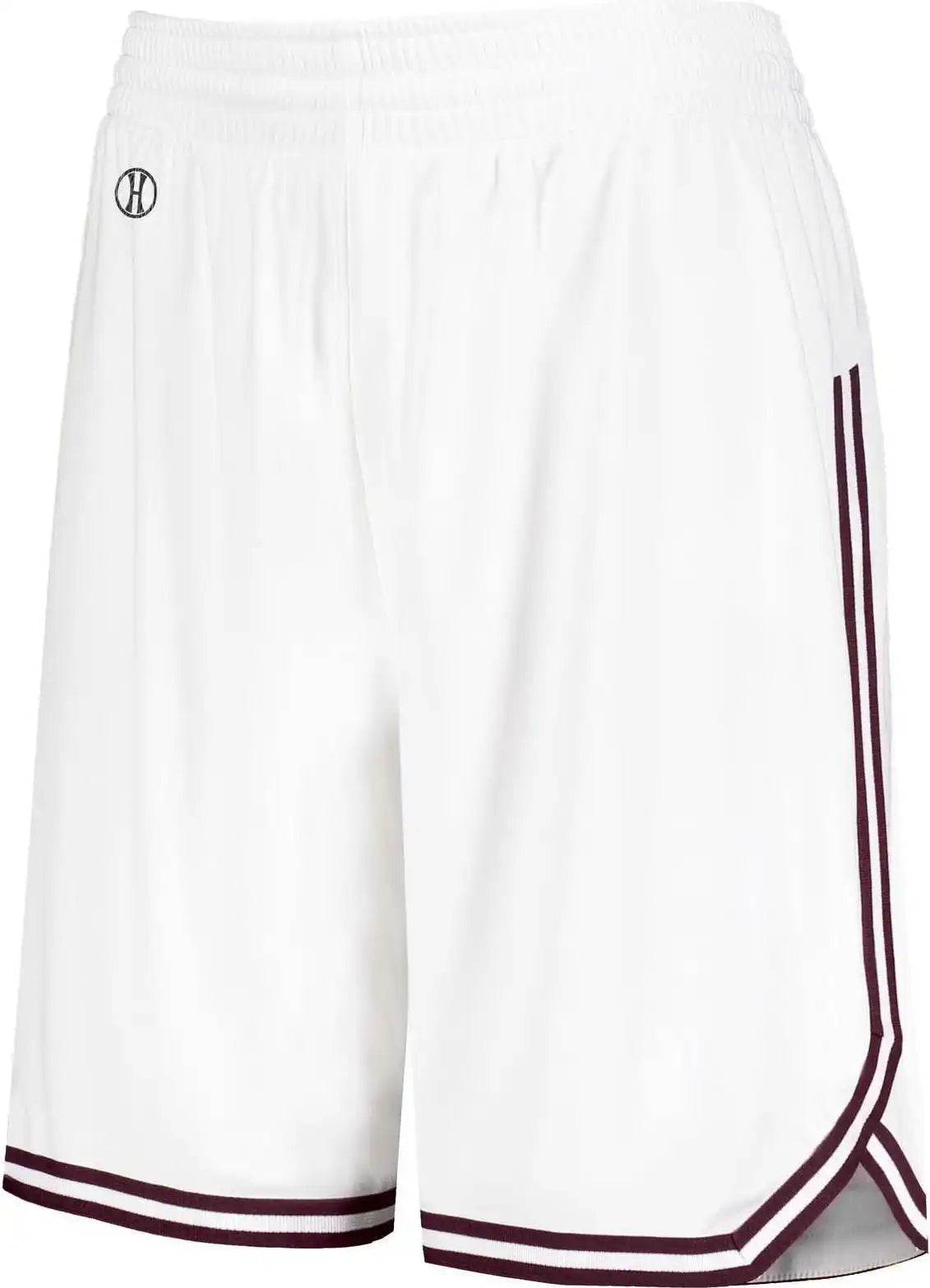 Holloway 224377 Ladies Retro Basketball Shorts - White Maroon