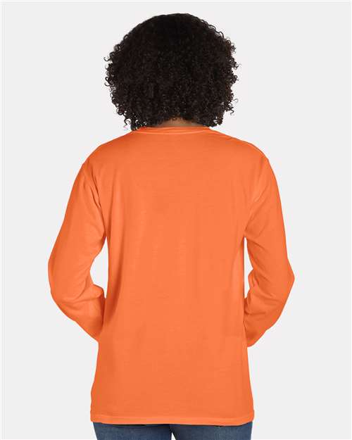 Horizon Orange Garment-Dyed Long Sleeve T-Shirt With a Pocket - GDH250