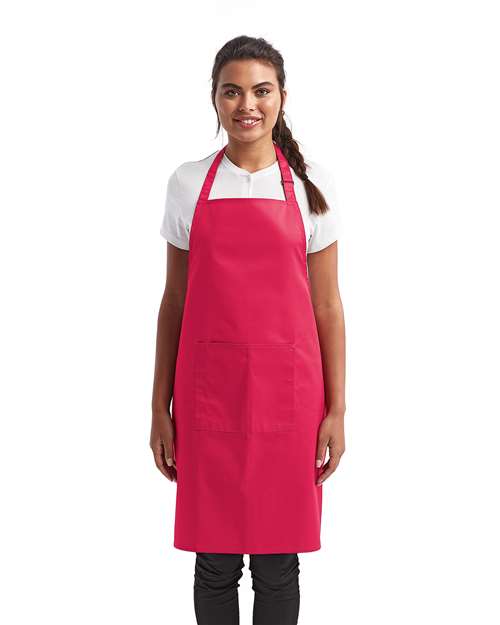 Hot Pink Recycled Bib Apron with Pocket - RP154