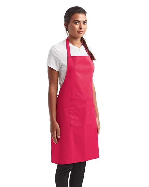 Hot Pink Recycled Bib Apron with Pocket - RP154