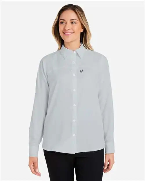 Huk H615006 Women’s Tide Point Long Sleeve Shirt - Harbor Mist