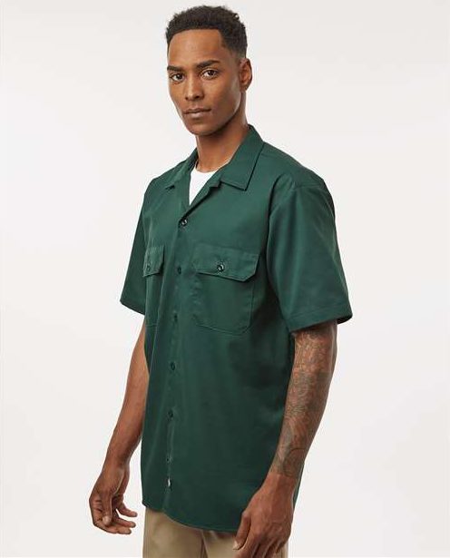 Hunter Green Short Sleeve Work Shirt - Tall Sizes - 2574T