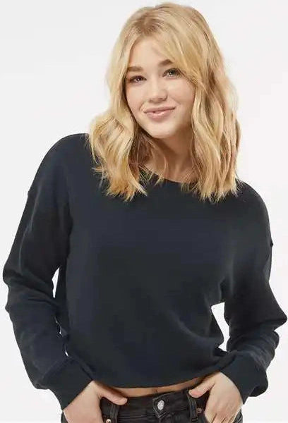 Independent Trading Co. Afx24crp Women’s Lightweight Crop Crewneck Sweatshirt - Black