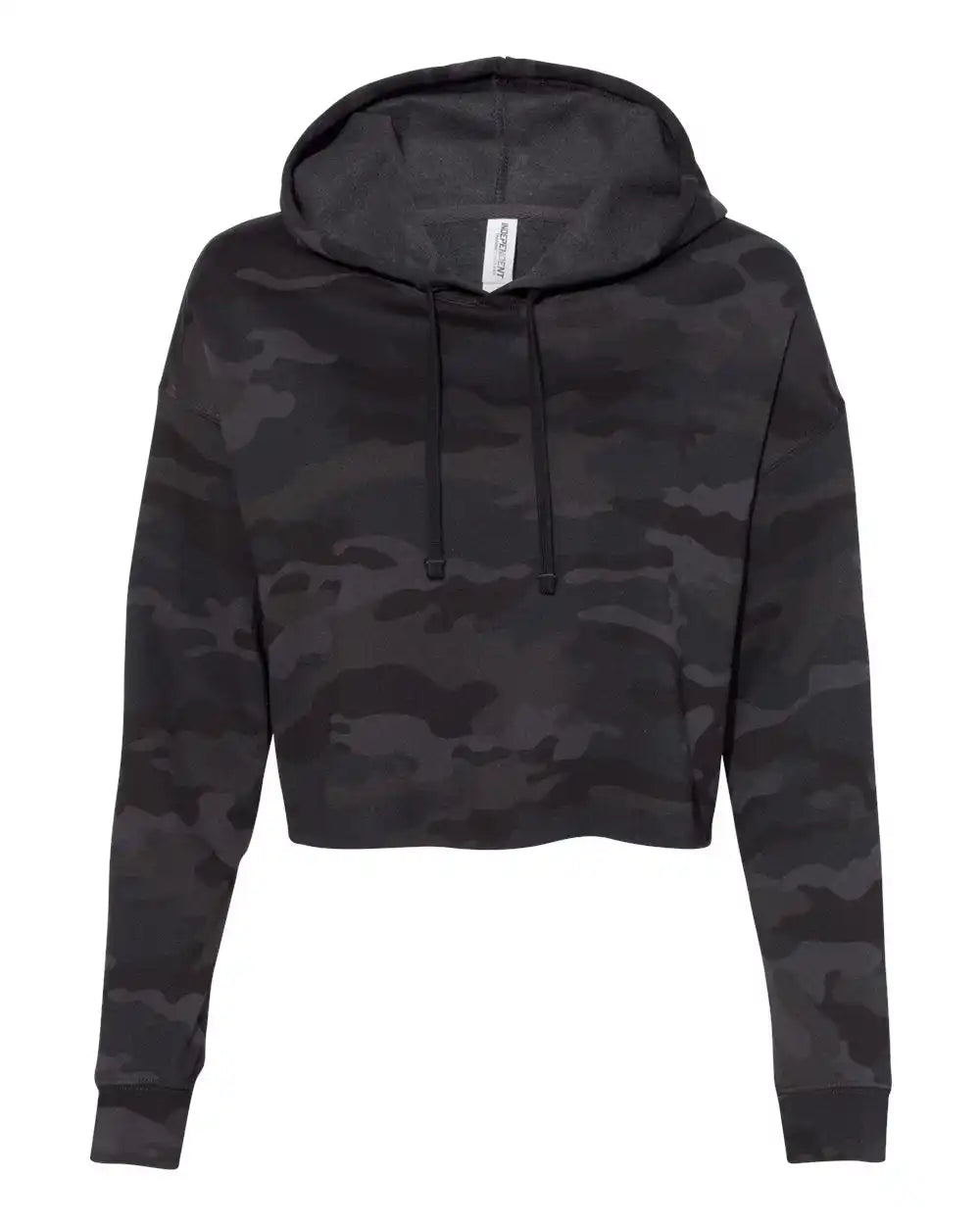 Independent Trading Co. Afx64crp Women’s Lightweight Crop Hooded Sweatshirt - Black Camo - Xs