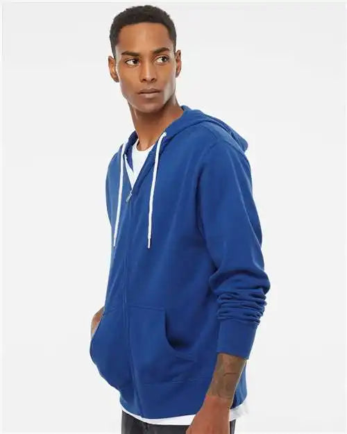 Independent Trading Co. Afx90unz Lightweight Full-zip Hooded Sweatshirt - Cobalt - 2xl