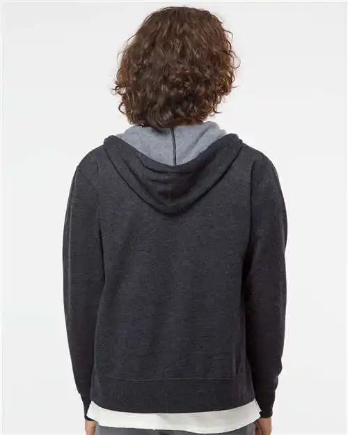 Independent Trading Co. Afx90unz Lightweight Full-zip Hooded Sweatshirt - Charcoal Heather