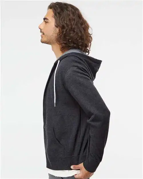 Independent Trading Co. Afx90unz Lightweight Full-zip Hooded Sweatshirt - Charcoal Heather