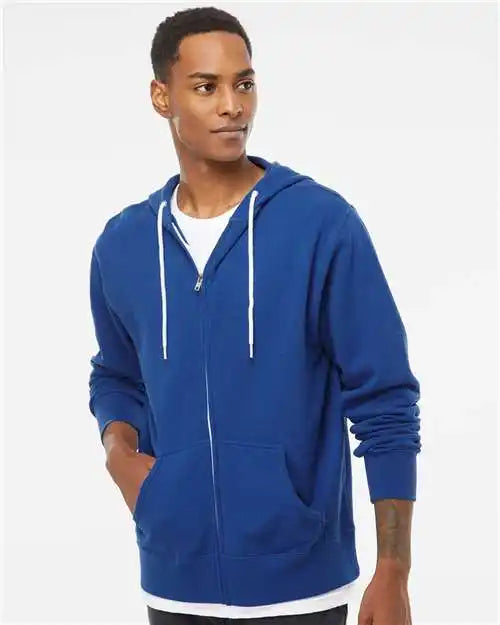 Independent Trading Co. Afx90unz Lightweight Full-zip Hooded Sweatshirt - Cobalt - 2xl