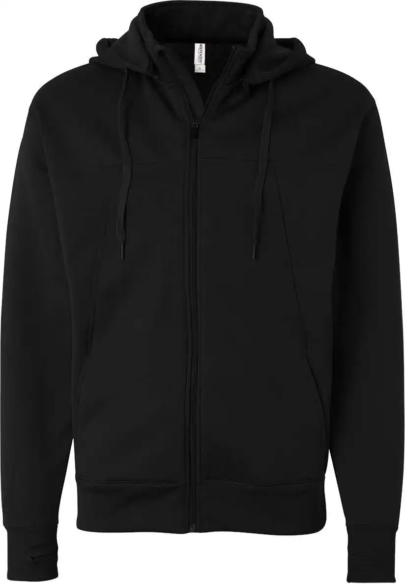 Independent Trading Co. Exp80ptz Poly-tech Full-zip Hooded Sweatshirt - Black / Xs