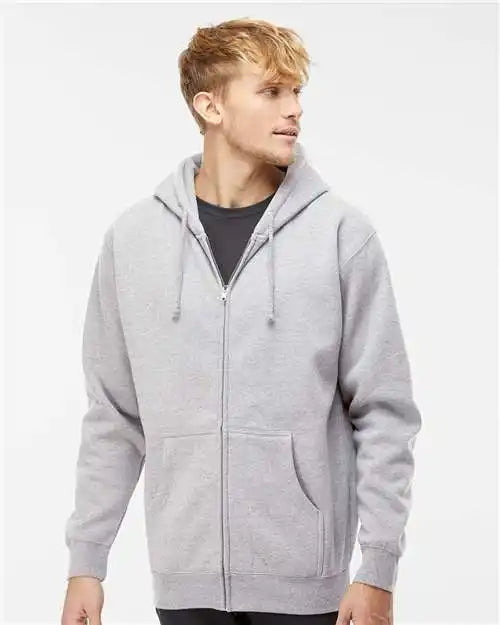 Independent Trading Co. Ind4000z Heavyweight Full-zip Hooded Sweatshirt - Grey Heather