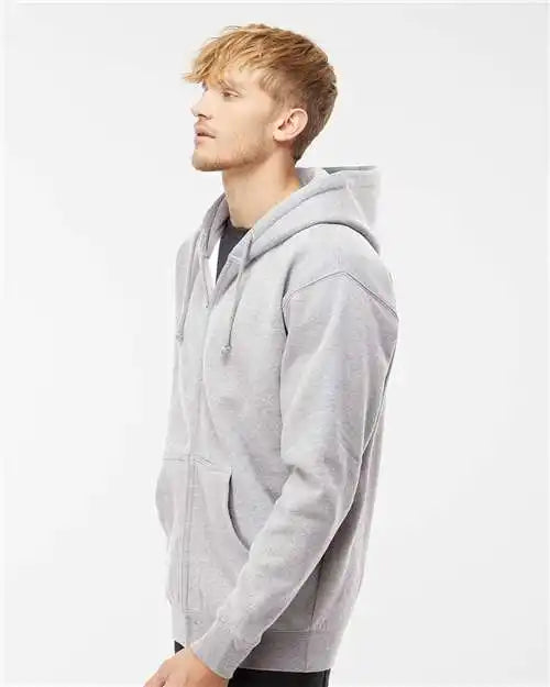 Independent Trading Co. Ind4000z Heavyweight Full-zip Hooded Sweatshirt - Grey Heather