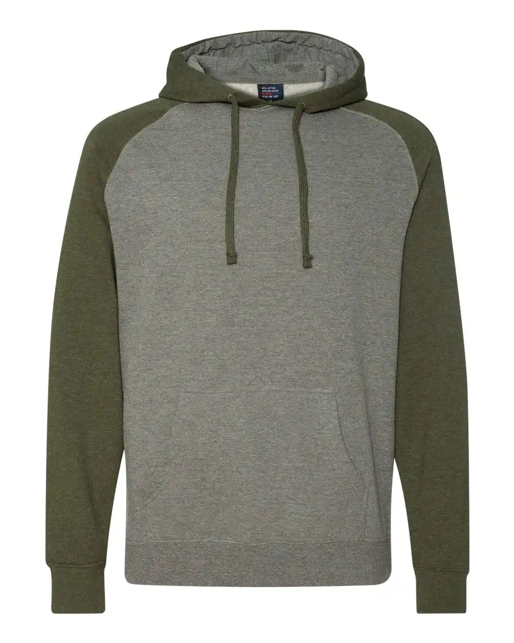 Independent Trading Co. Ind40rp Raglan Hooded Sweatshirt - Gunmetal Heather Army - Heather/ / Xs