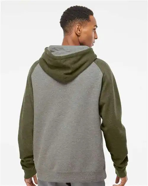 Independent Trading Co. Ind40rp Raglan Hooded Sweatshirt - Gunmetal Heather Army