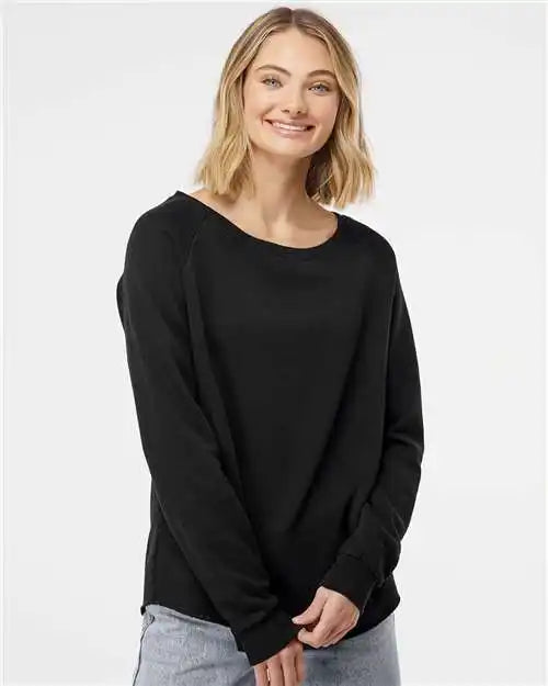 Independent Trading Co. Prm2000 Women’s California Wave Wash Crewneck Sweatshirt - Black