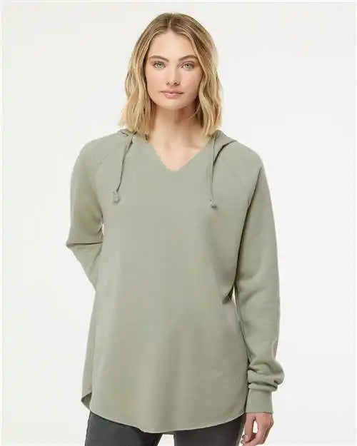 Independent Trading Co. Prm2500 Women’s Lightweight California Wave Wash Hooded Sweatshirt - Sage