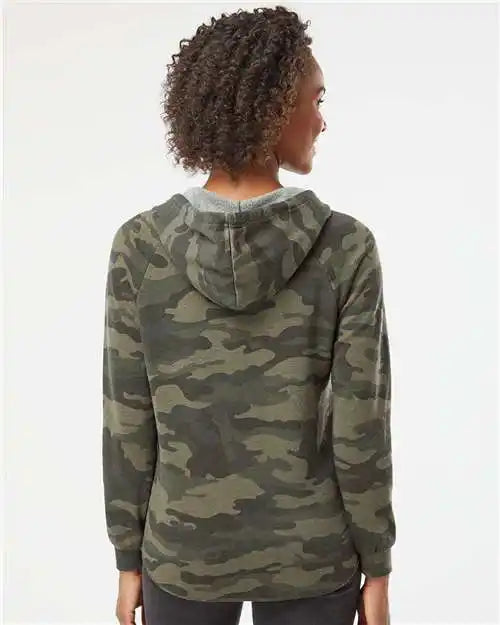 Independent Trading Co. Prm2500 Women’s Lightweight California Wave Wash Hooded Sweatshirt - Forest Camo Heather