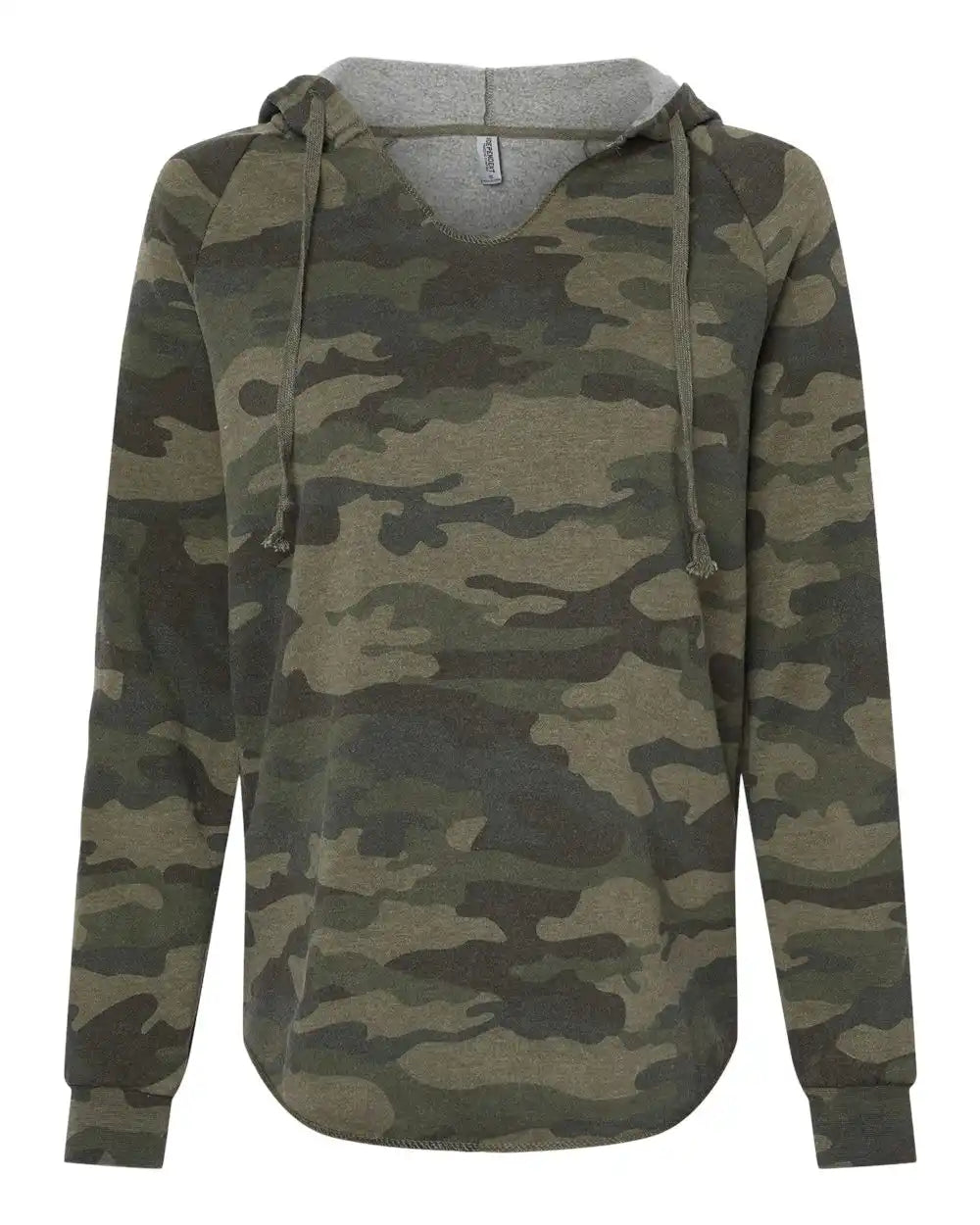 Independent Trading Co. Prm2500 Women’s Lightweight California Wave Wash Hooded Sweatshirt - Forest Camo Heather - Xs