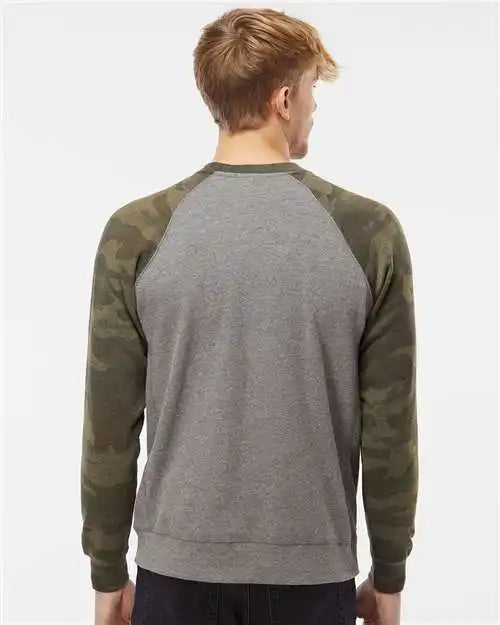Independent Trading Co. Prm30sbc Special Blend Crewneck Raglan Sweatshirt - Nickel Heather Forest Camo